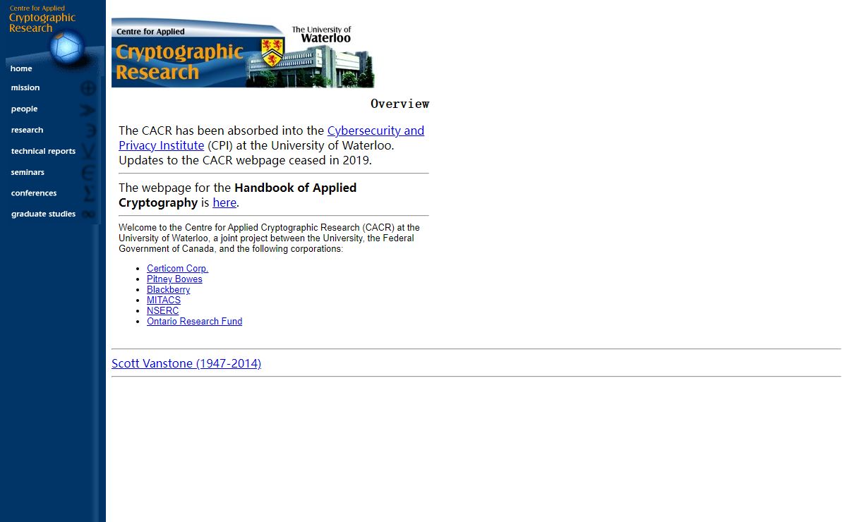 Centre For Applied Cryptographic Research: The University of Waterloo