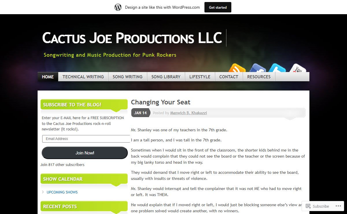 Cactus Joe Productions LLC | Songwriting and Music Production for Punk Rockers