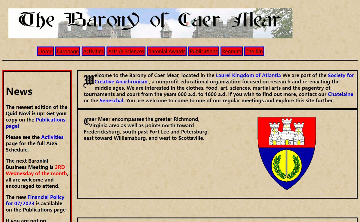 Barony of Caer Mear - Home