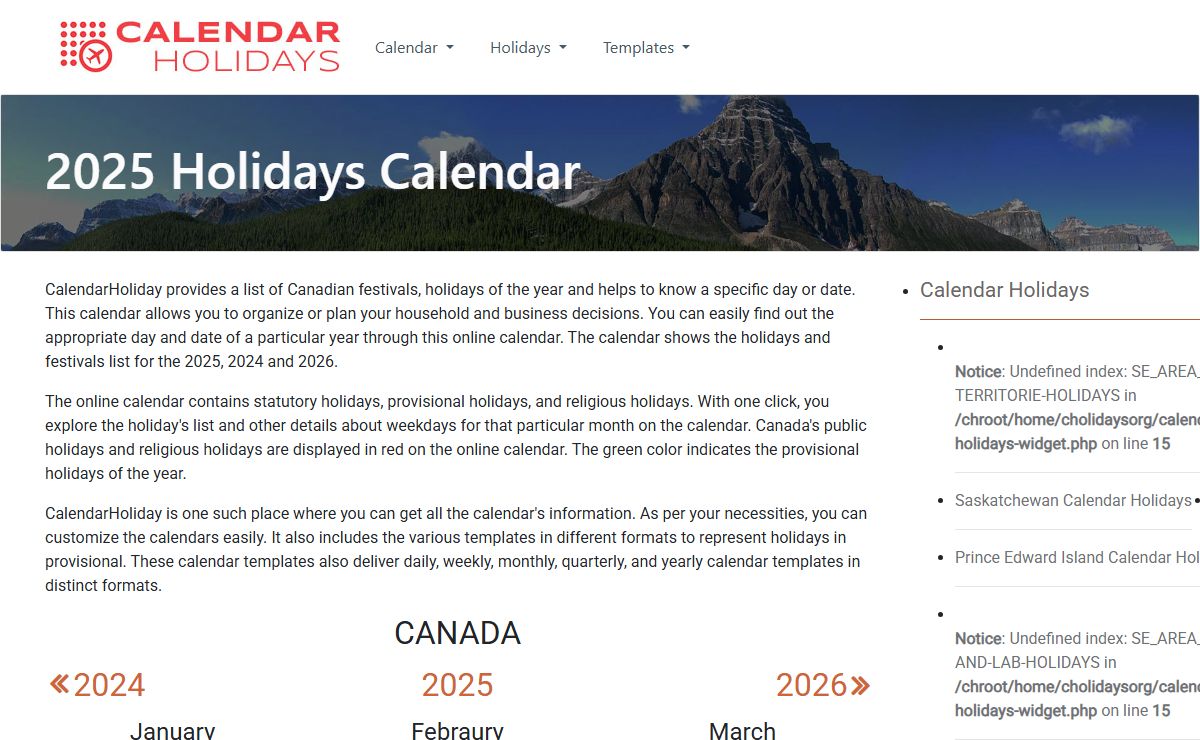 2025 Canada Calendar Holidays - CalendarHolidays.org