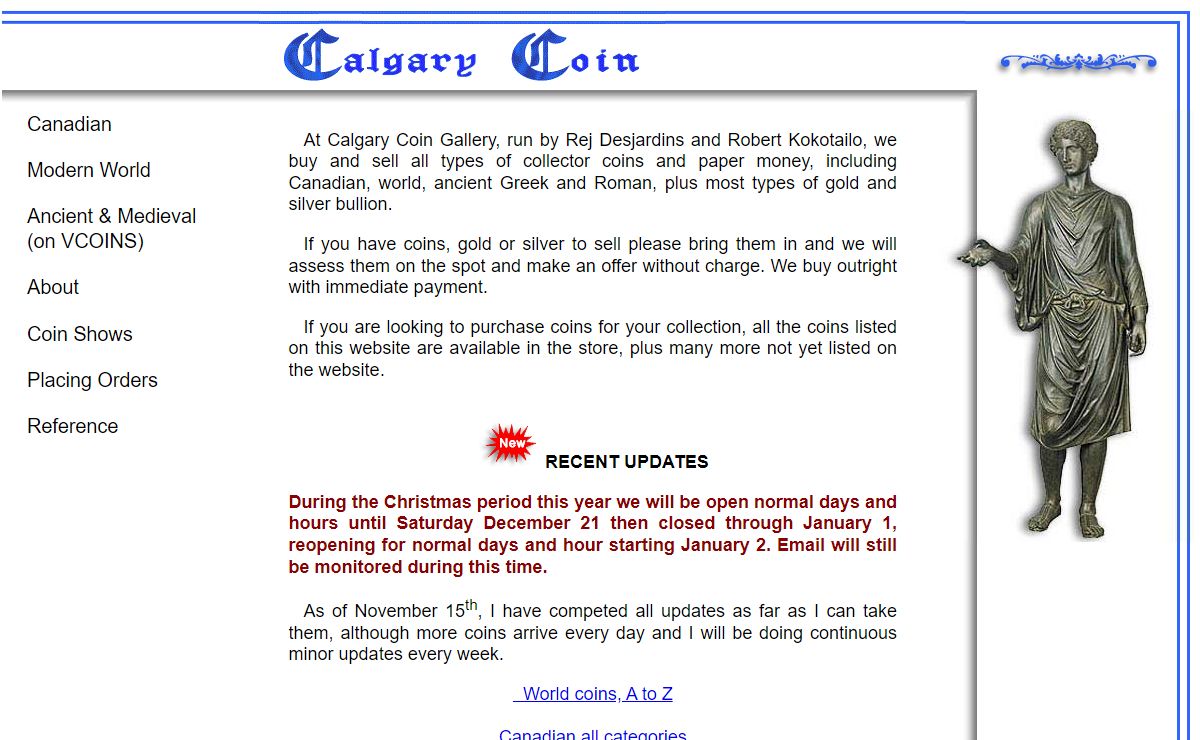 Calgary Coin Gallery | buy or sell | all types of coins | ancient | medieval | world