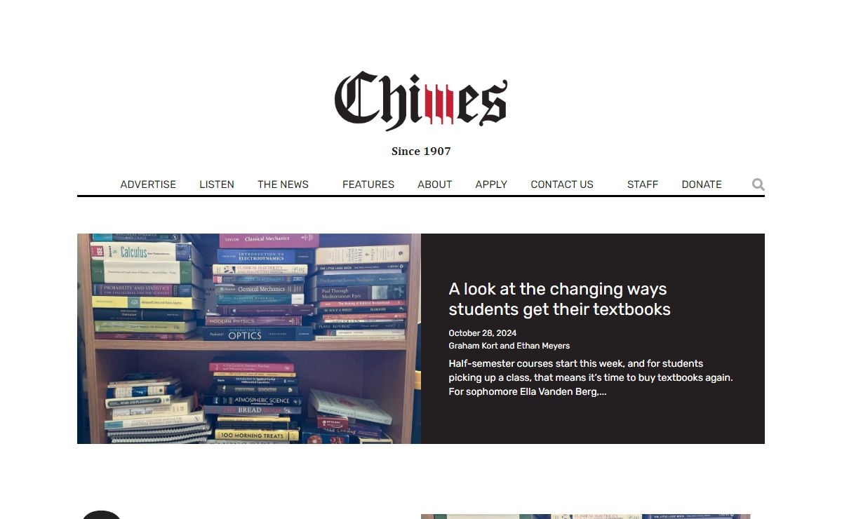 Calvin University Chimes – Calvin University's official student newspaper since 1907