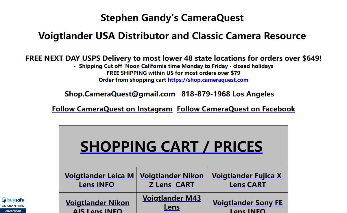 CameraQuest Home Page