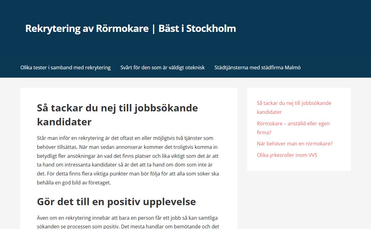 Bästa Rekrytering Av Rörmokare i Stockholm Just nu