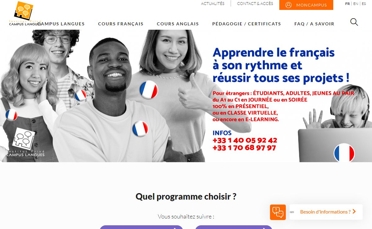 Campus Langues : Institut de langue à Paris, cours de langues en Île-de-france