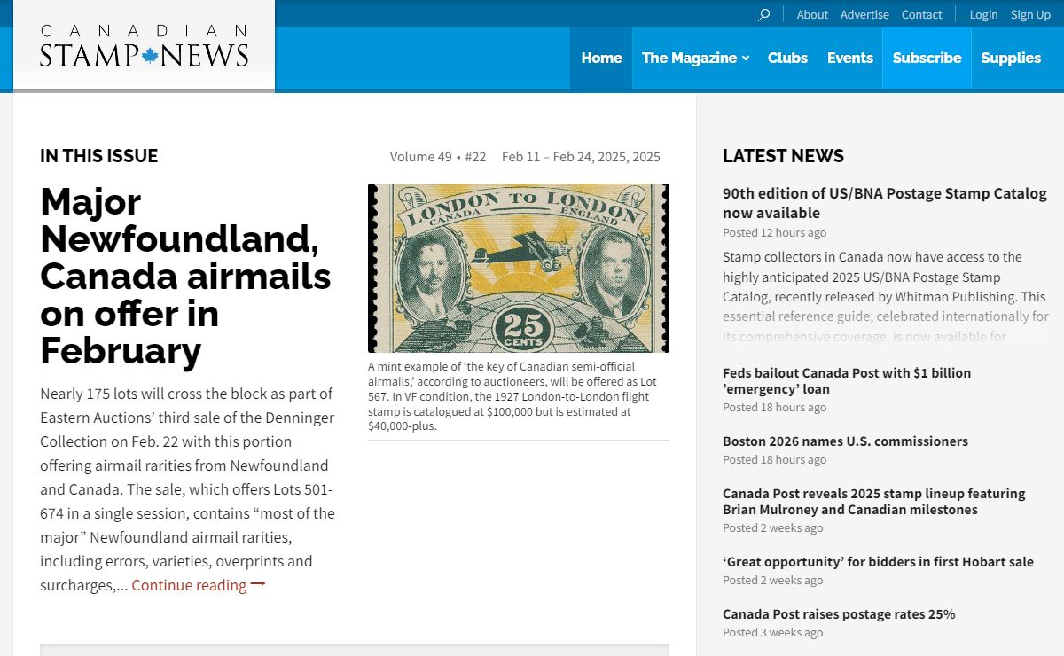 Canadian Stamp News - Canada's Premier Stamp Magazine