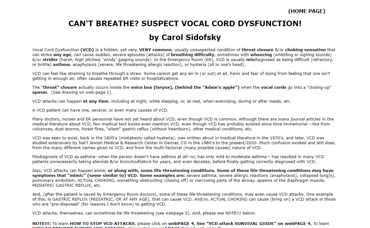 Can't Breathe? Suspect Vocal Cord Dysfunction!