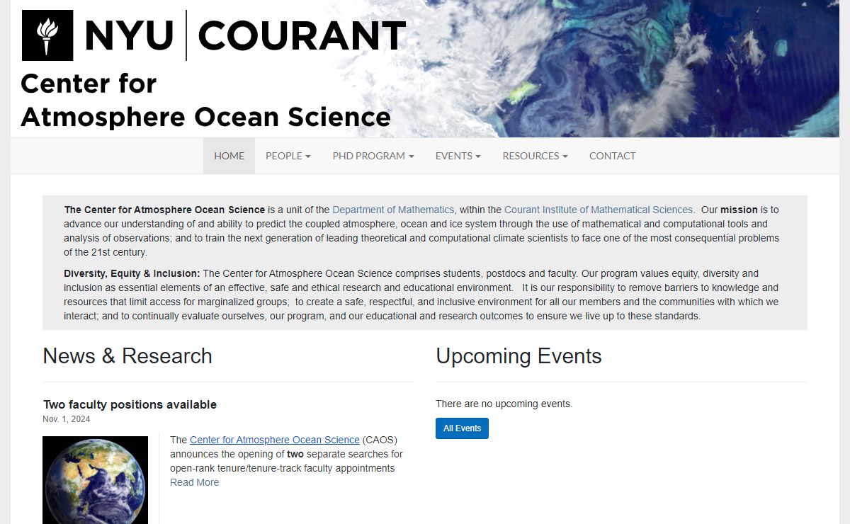 Home | Center for Atmosphere Ocean Science | NYU Courant