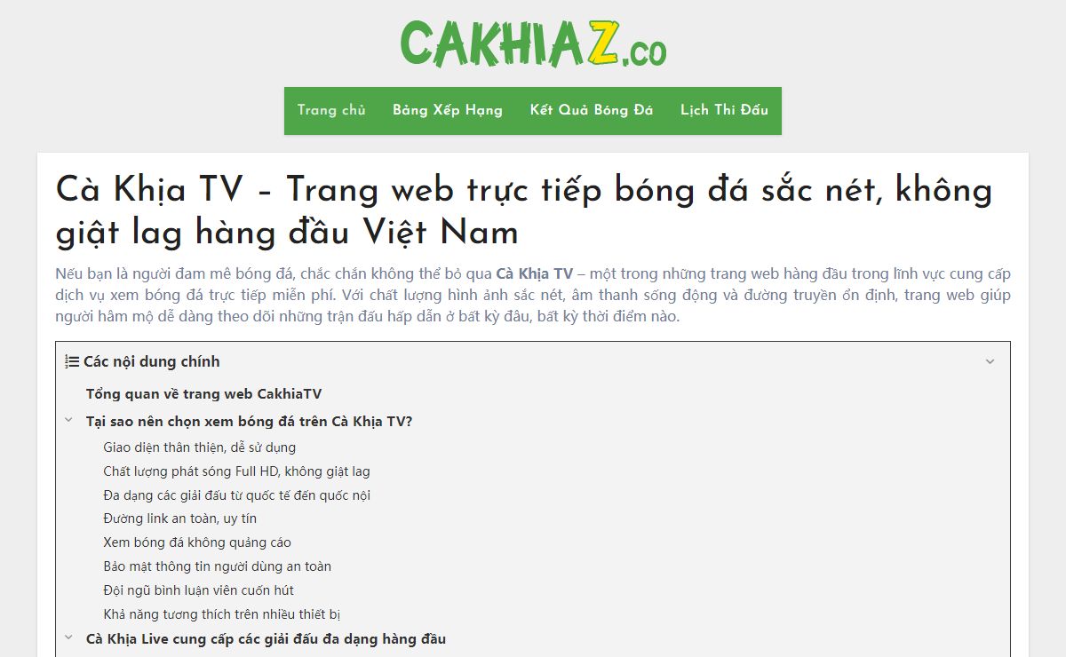 Cà Khịa TV – Trang web trực tiếp bóng đá sắc nét, không giật lag hàng đầu Việt Nam