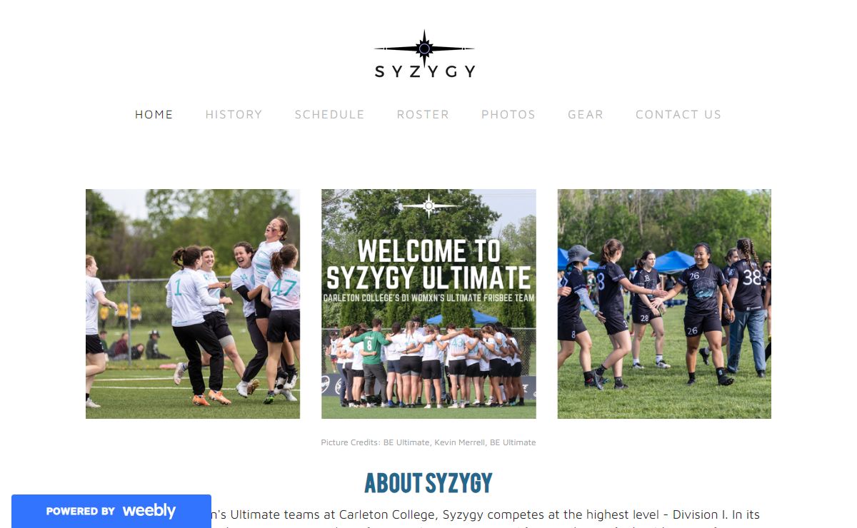 SYZYGY: CARLETON WOMEN'S ULTIMATE - Home