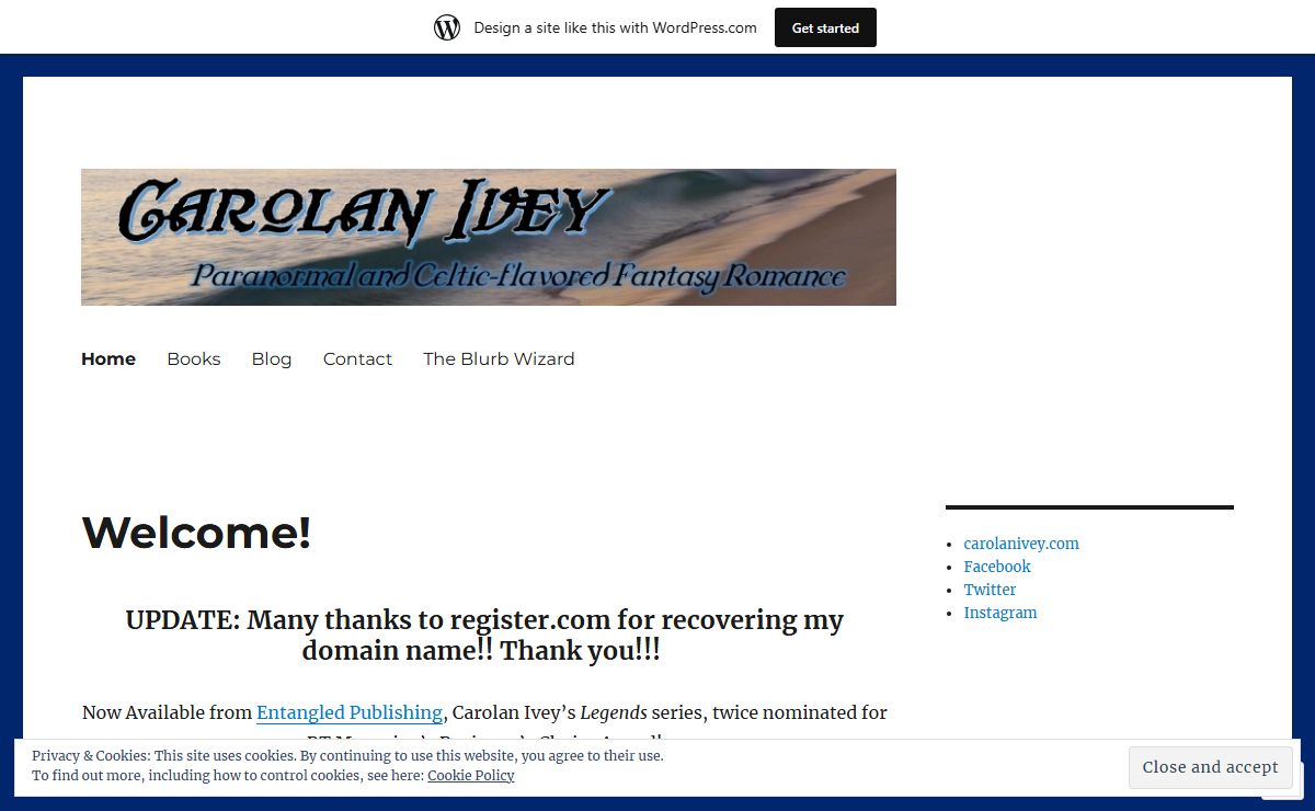 Carolan Ivey – Paranormal and Celtic-flavored Fantasy Romance