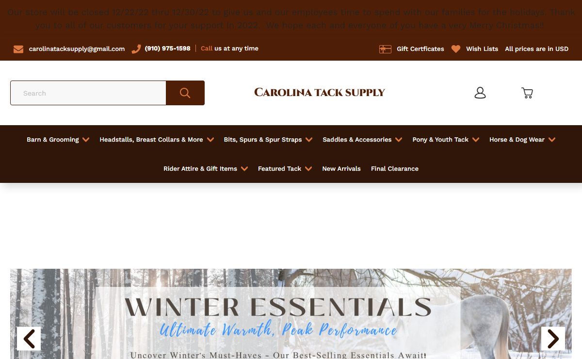 Horse Western Tack and Supplies Online- Carolina Tack Supply