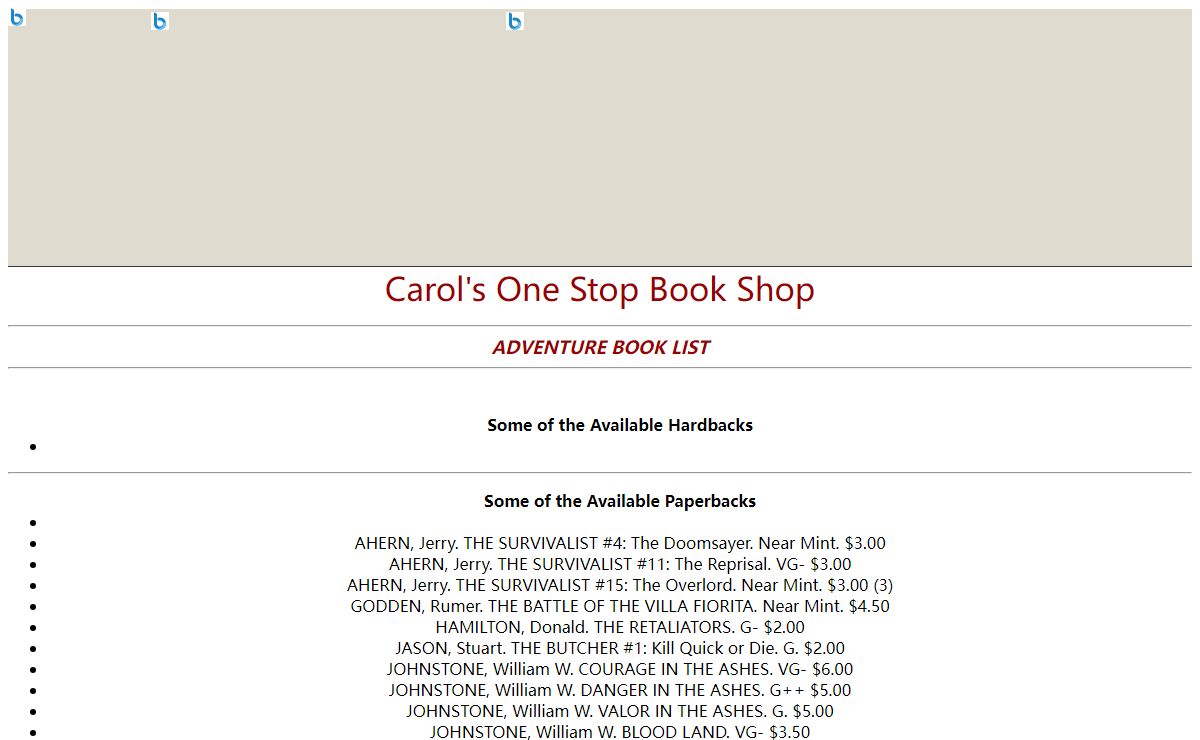 Carol's One Stop Book Shop