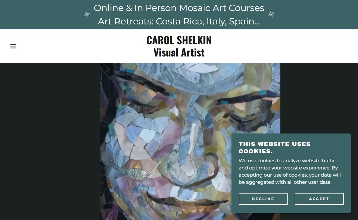 Carol Shelkin Mosaic Art Online & In Person Classes Worldwide