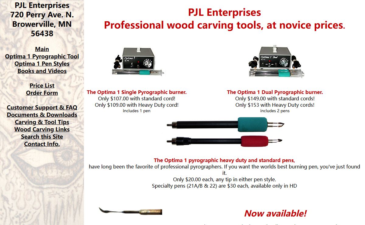 PJL Enterprises. Decorative wood carving and pyrography tools for professionals