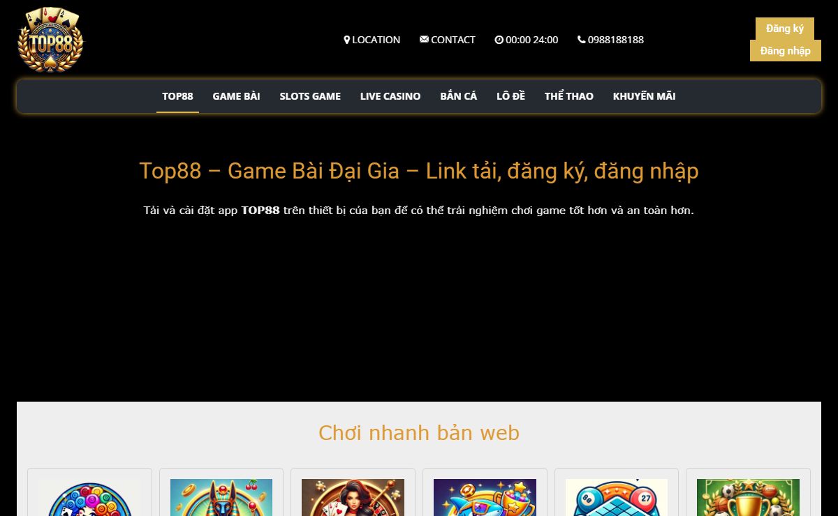Top88 - Game Bài Đại Gia - Link tải, đăng ký, đăng nhập