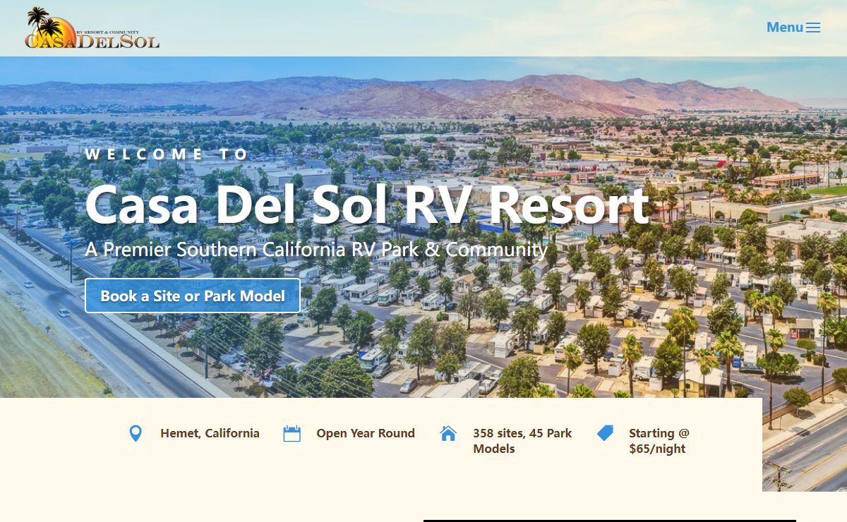 Southern CA RV Resort & Park Models: Casa Del Sol : Hemet, CA