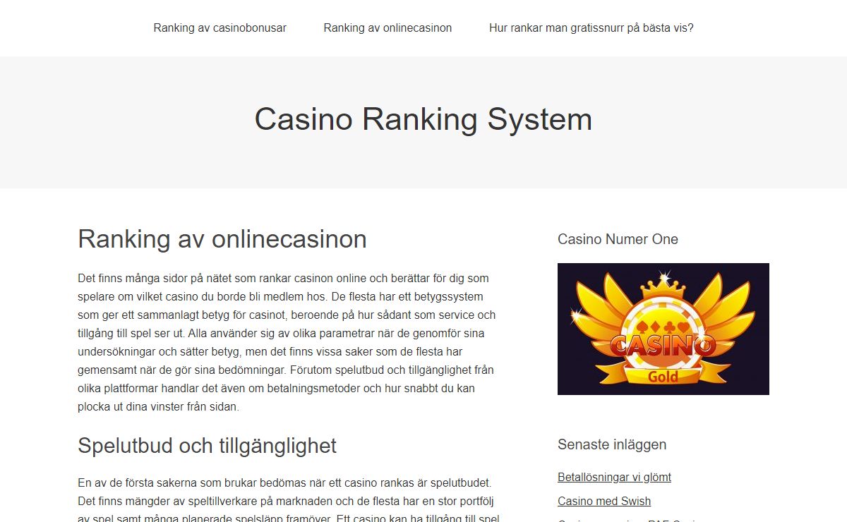 Casino Ranking System