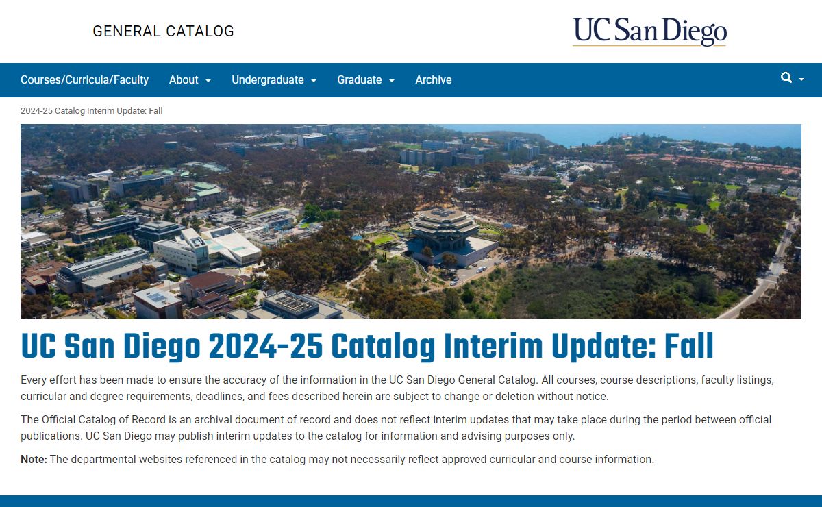 2024-25 Catalog Interim Update: Fall