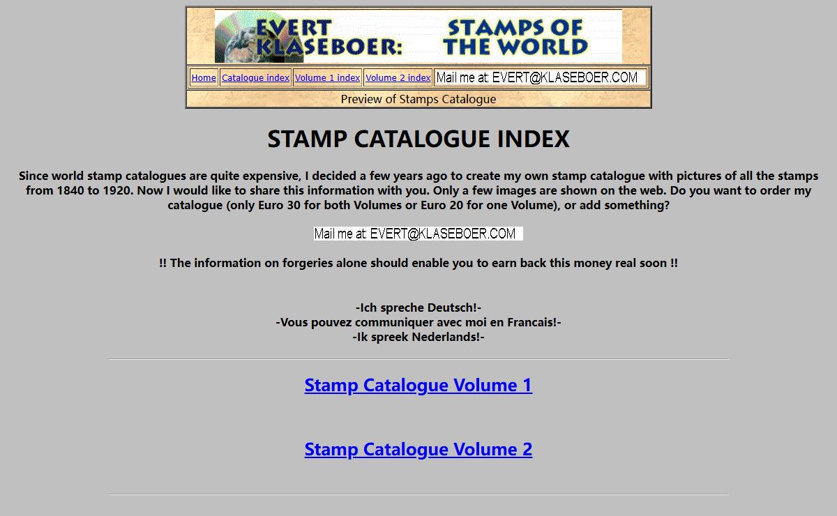 Stamp catalogue index