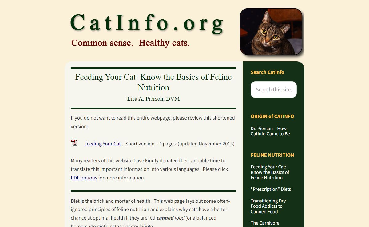 Feeding Your Cat: Know the Basics of Feline Nutrition – Common Sense. Healthy Cats.