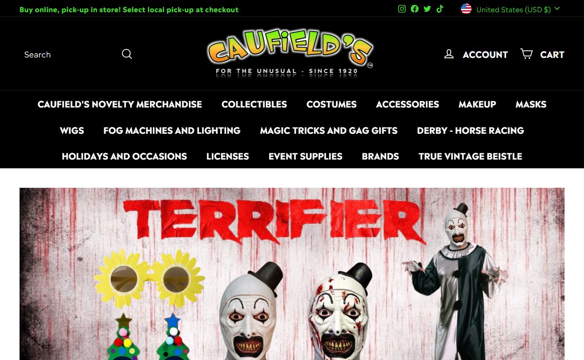 Caufields Novelty: Home | Costumes, Makeup, Wigs, Masks and Novelties – Caufield's Novelty
