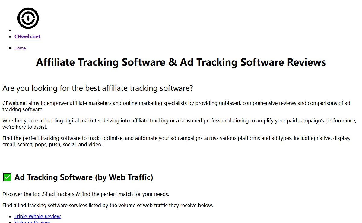 Affiliate Tracking Software & Ad Tracking Software Reviews | CBweb.net