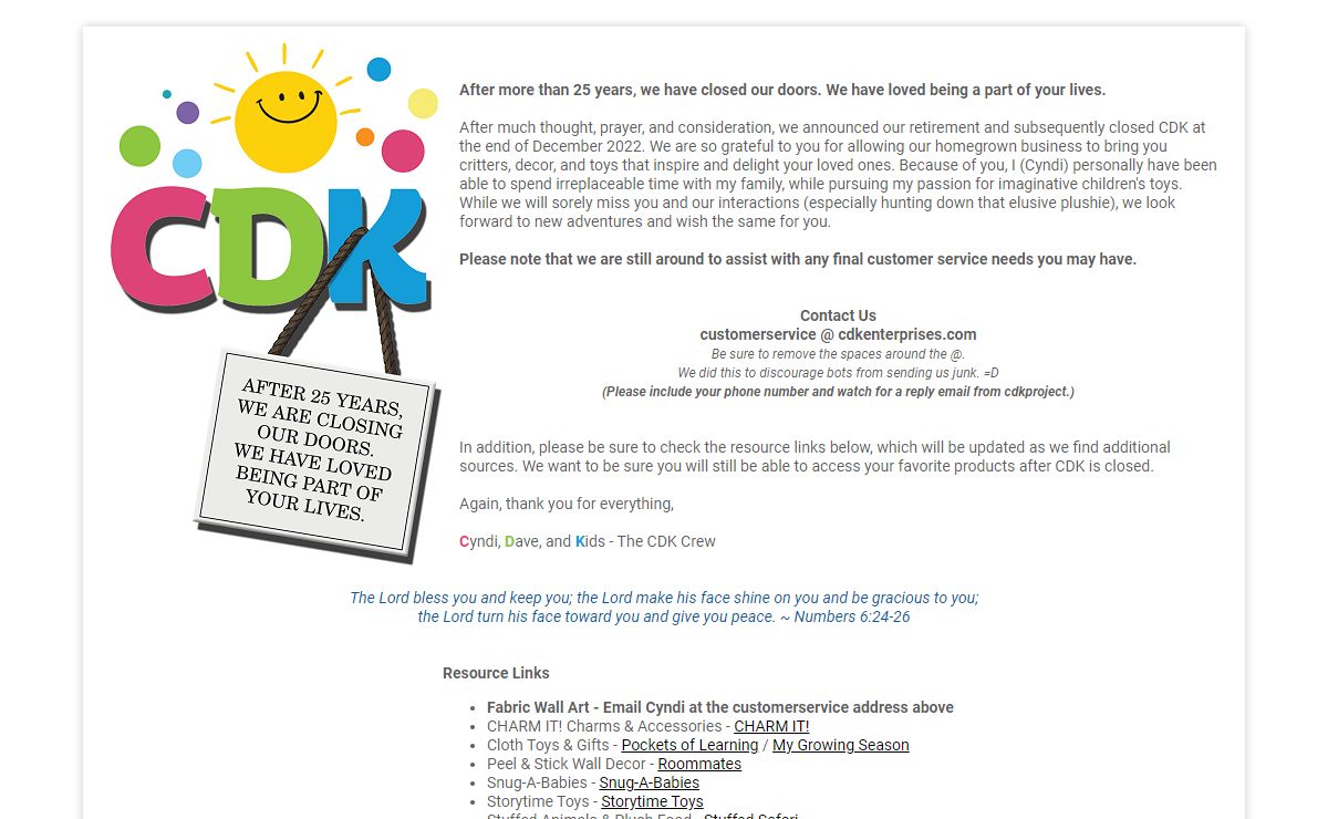 CDK Kids - We are closing our doors