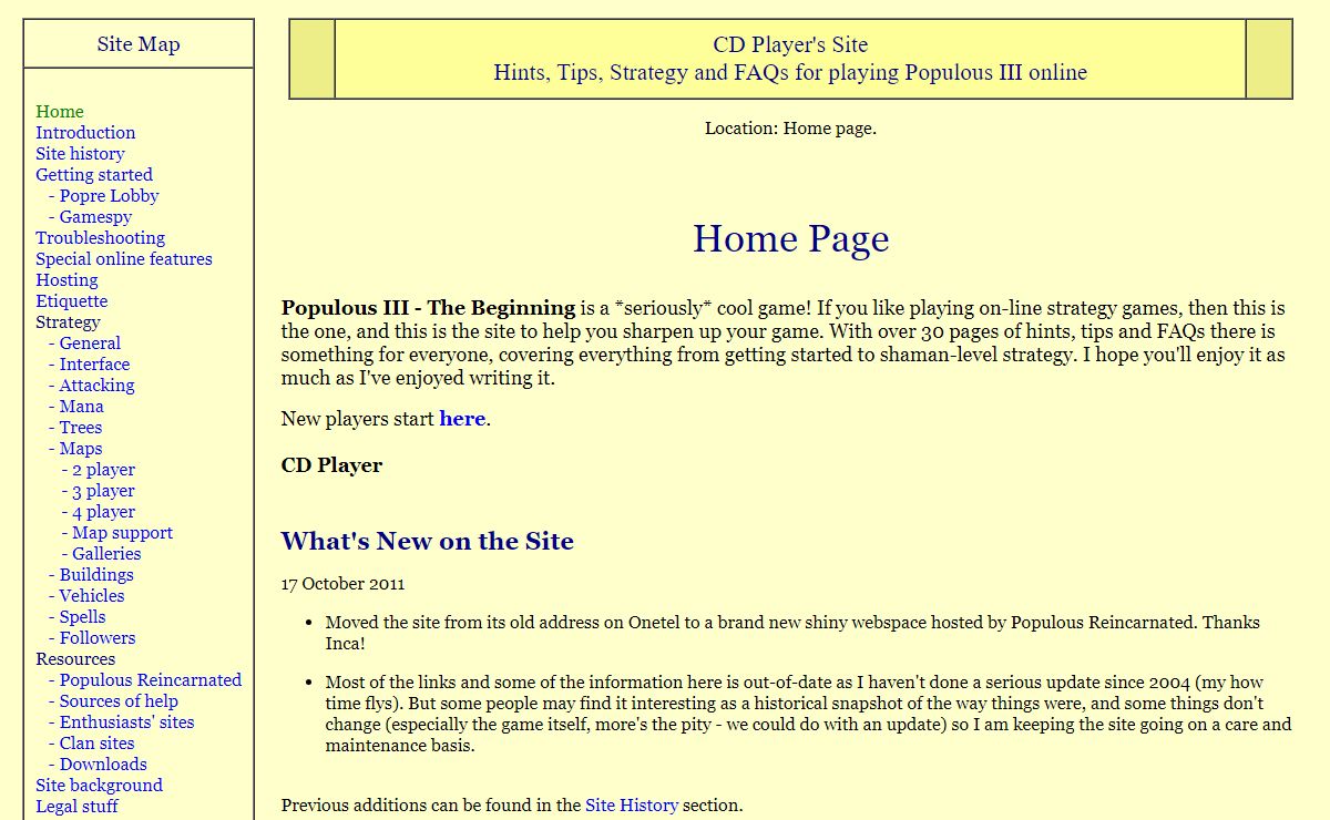 CDplayer's Online Strategy Guide, Hints, Tips and FAQ's For Populous III: The Beginning