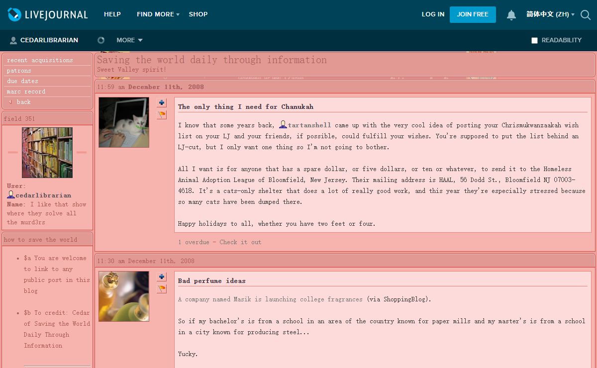 Saving the world daily through information — LiveJournal