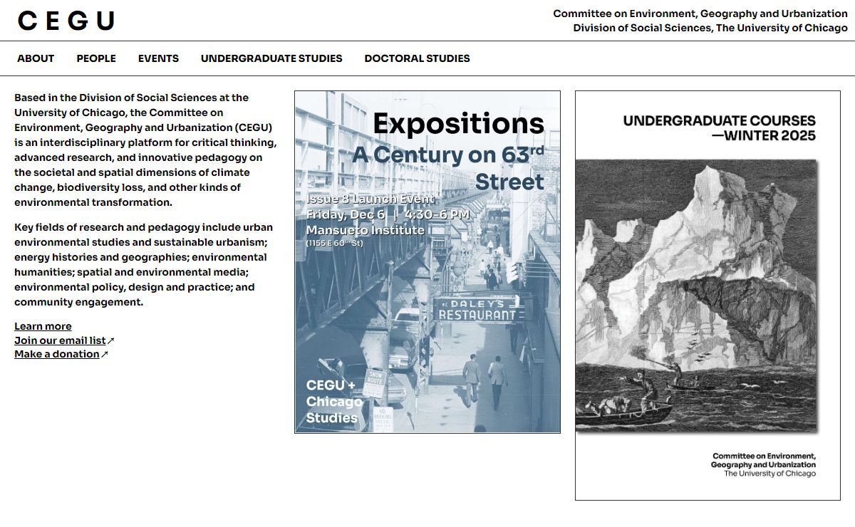CEGU, University of Chicago Committee on Environment, Geography and Urbanization – Division of Social Sciences, The University of Chicago