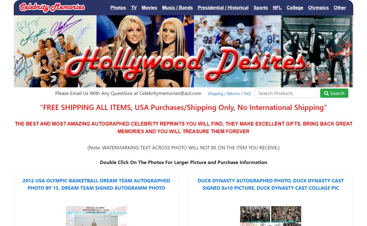 Hollywood Desires.com - THE BEST AND MOST AMAZING AUTOGRAPHED CELEBRITY REPRINTS YOU WILL FIND