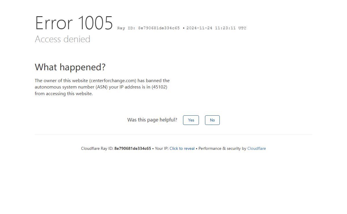 Access denied | centerforchange.com used Cloudflare to restrict access