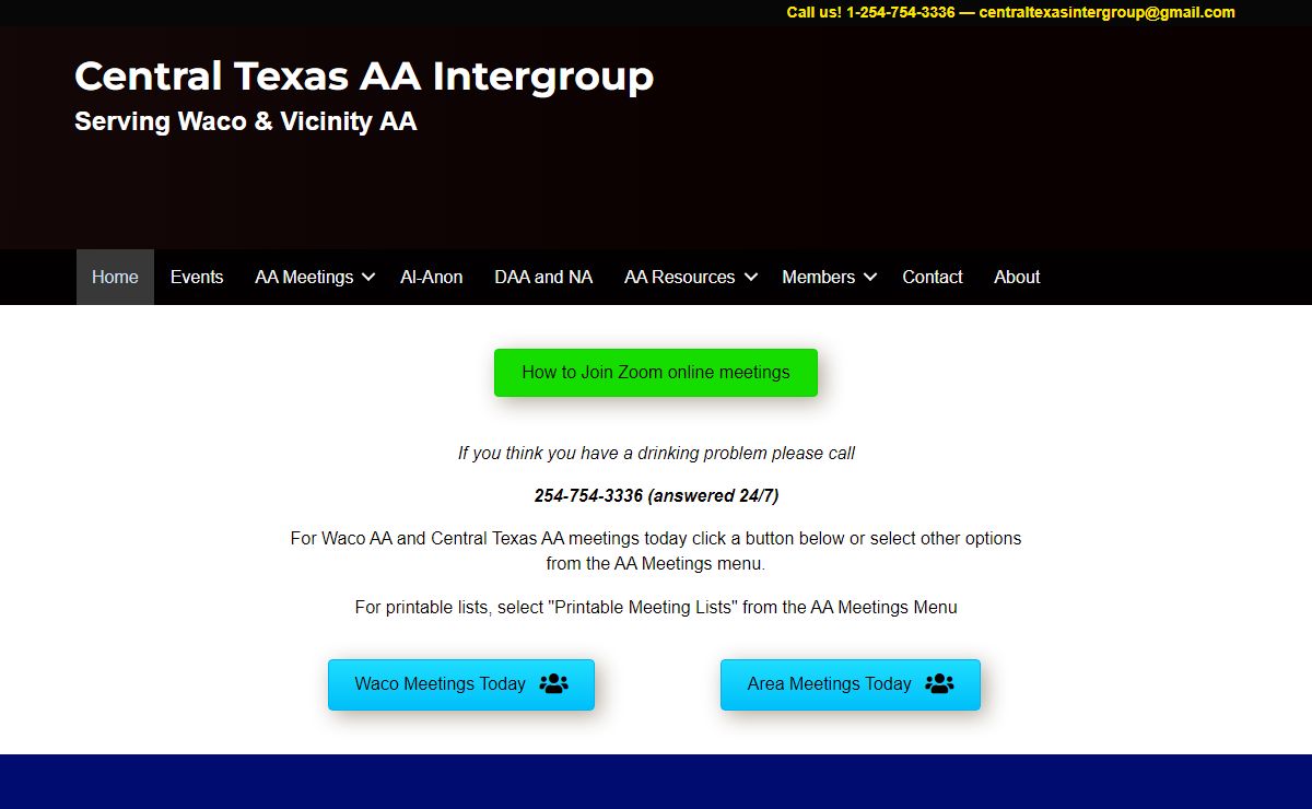 Central Texas AA Intergroup – Serving Waco & Vicinity AA