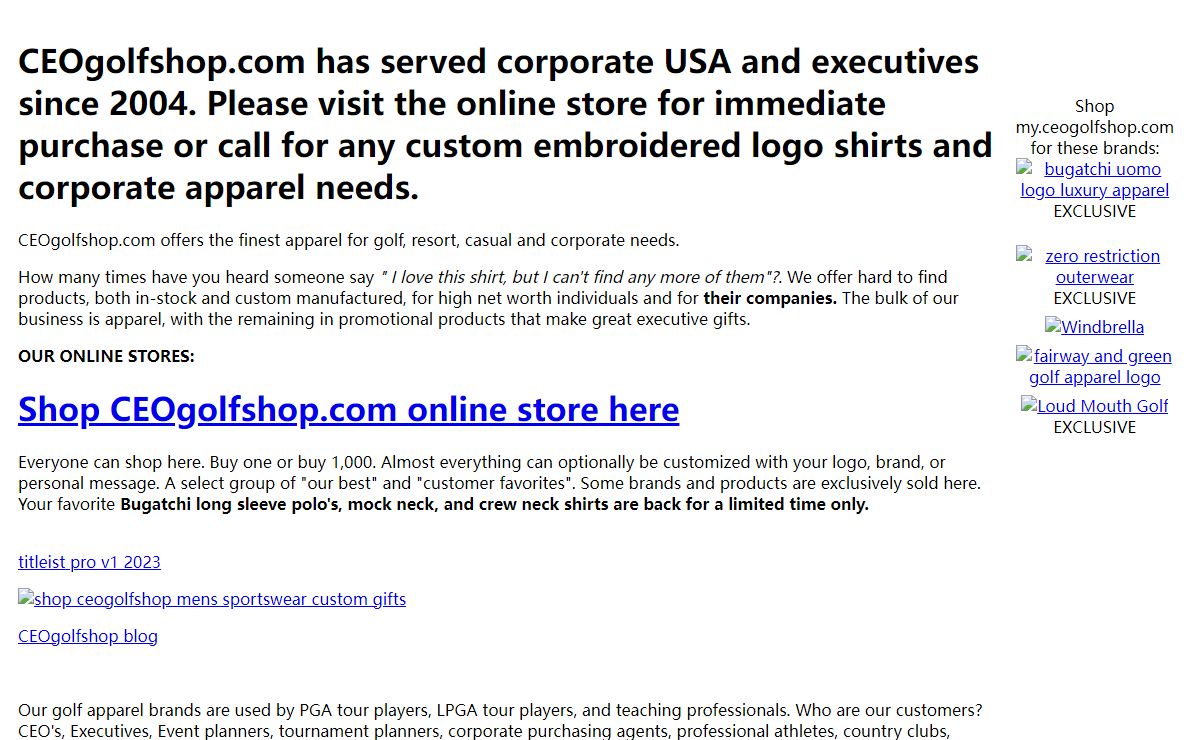 CEOgolfshop custom logo polo shirts, custom golf bags, embroidered shirts, executive gifts