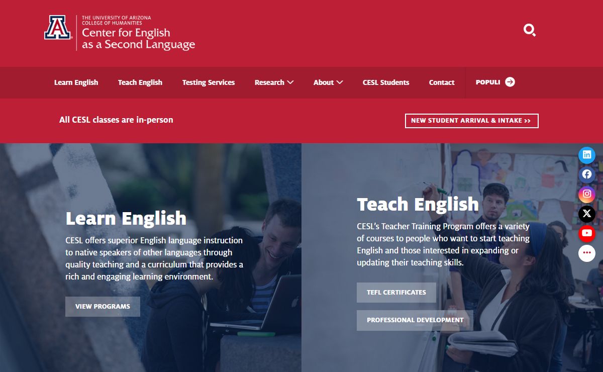Center for English as a Second Language | University of Arizona