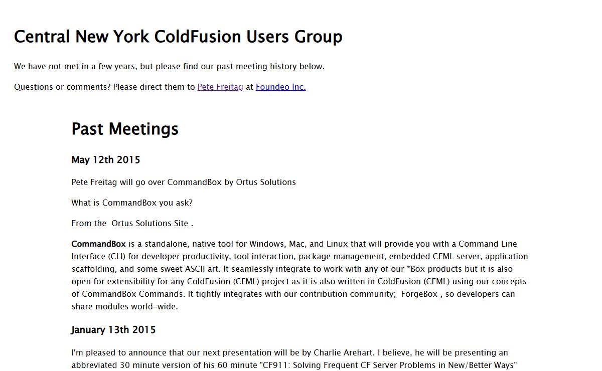 Central New York ColdFusion Users Group