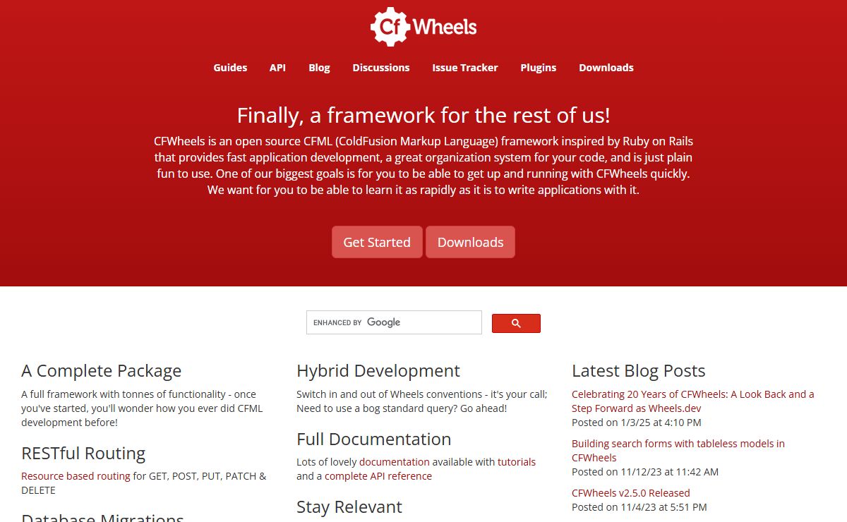 CFWheels - an open source CFML framework inspired by Ruby on Rails