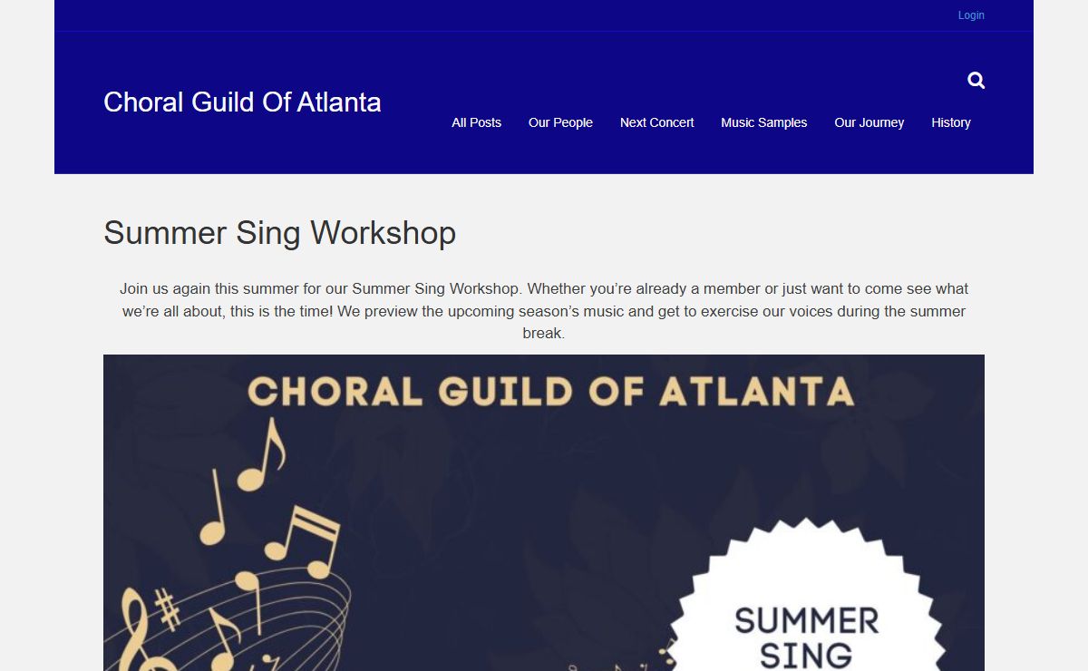 Summer Sing Workshop - Choral Guild Of Atlanta