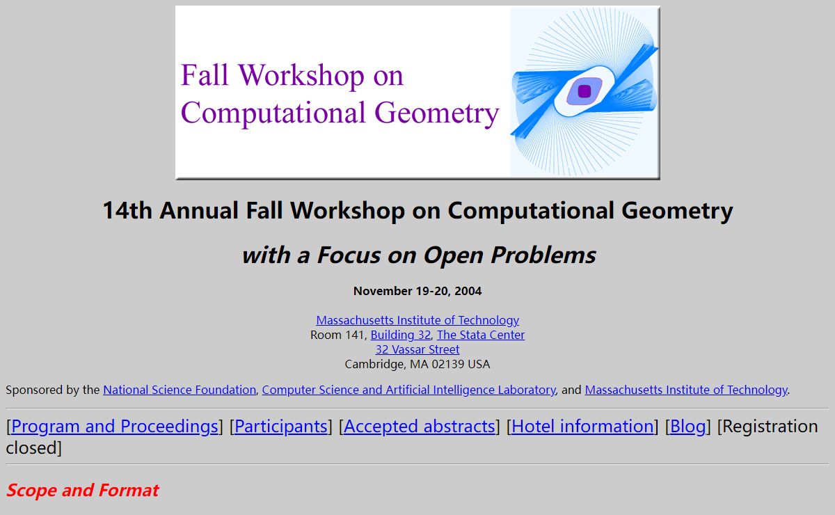 14th Annual Fall Workshop on Computational Geometry