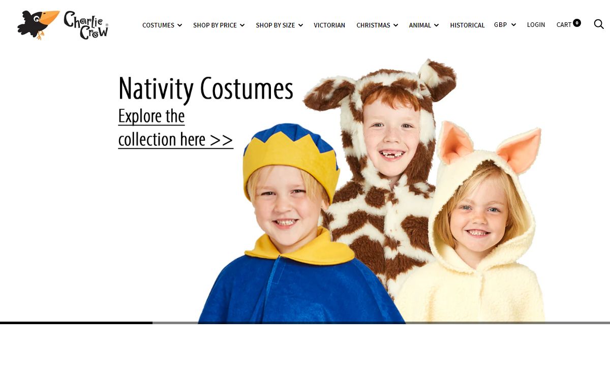 Charlie Crow - Costumes for kids. Children's fancy dress costumes.