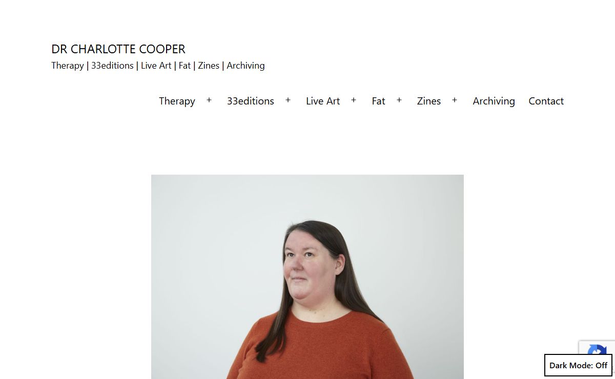 Therapy, 33editions, Live Art, Fat, Zines, Archiving - Dr Charlotte Cooper