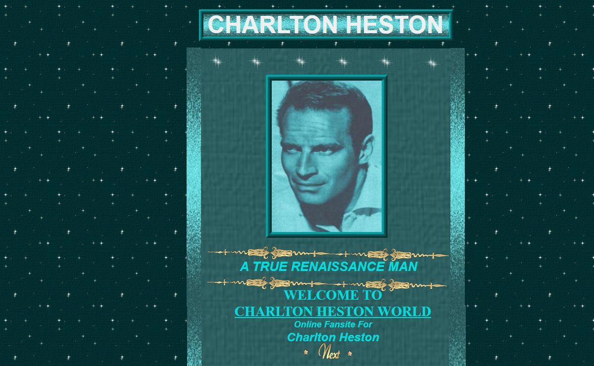 CHARLTON HESTON WORLD: Online Fansite for Mr. Heston. Send a Message to the Heston Family Here!