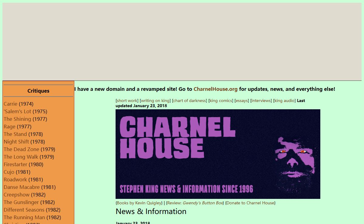 Charnel House: Stephen King News and Reviews Since 1996