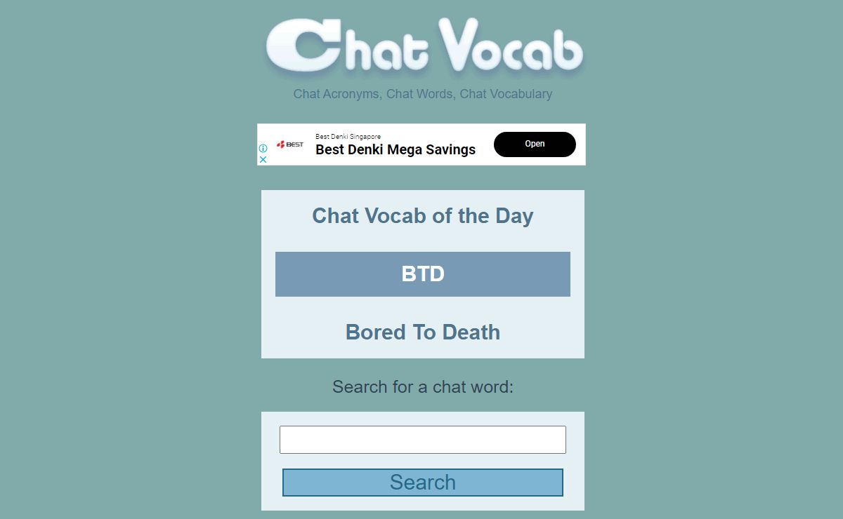 Chat Vocab - Chat Acronyms, Chat Words, Chat Vocabulary
