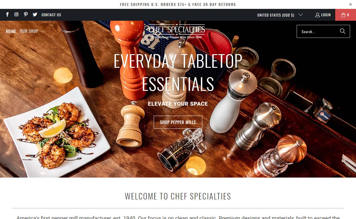 Chef Specialties: Made in USA Pepper Mills Since 1940