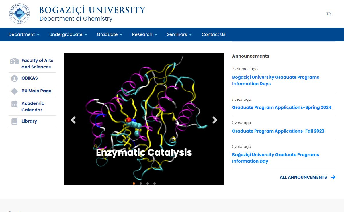 Department of Chemistry | Boğaziçi University<br /> Department of Chemistry