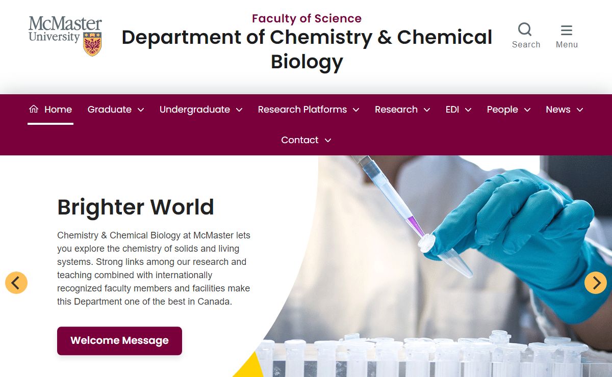 Home - Department of Chemistry & Chemical Biology - Faculty of Science - McMaster University