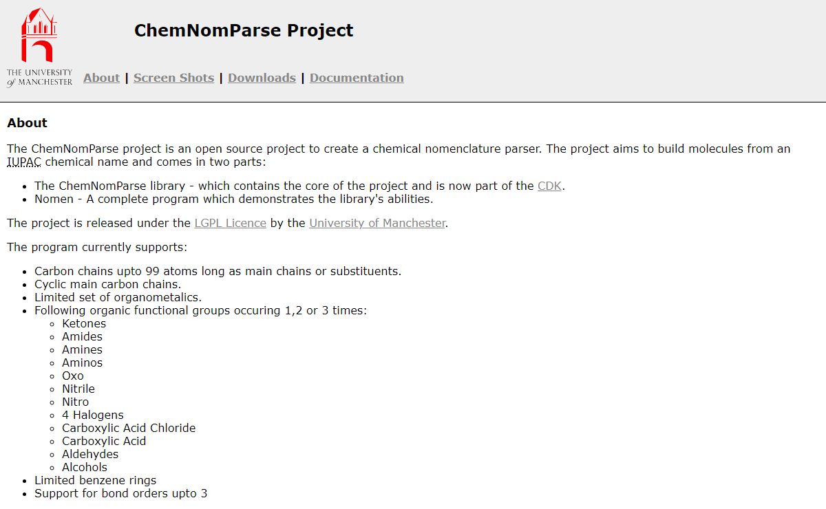 ChemNomParse Project
