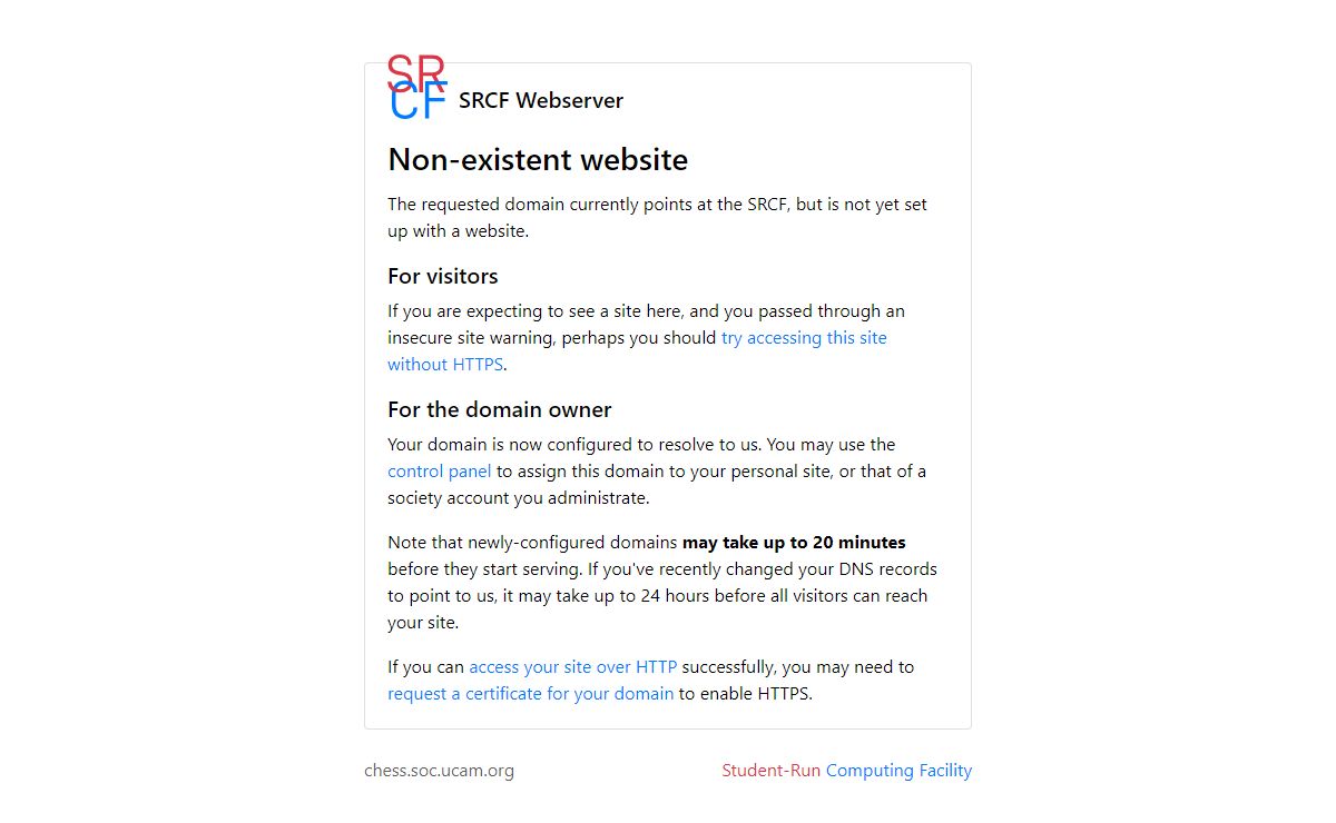Non-existent website - Student-Run Computing Facility (SRCF)